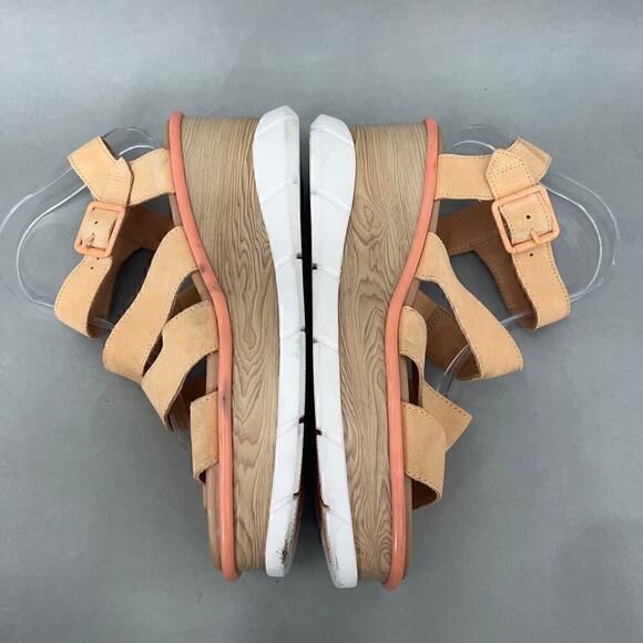 Sorel Suede Leather Wedge Sandals Womens 11 Strappy Modern Boho Y2K Style Summer - Picture 8 of 15